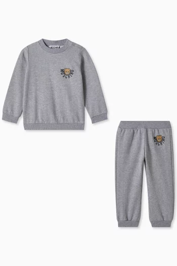 Bear Logo-print Tracksuit Set in Cotton Fleece