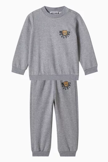 Bear Logo-print Tracksuit Set in Cotton Fleece