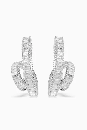 Matrix Hoop Twisted Earrings in Rhodium-plated Metal