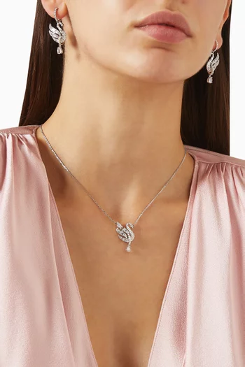 Swan Earrings in Rhodium-plated Metal