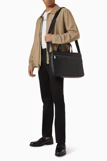 Textured Zip Commuter Bag in Faux Leather