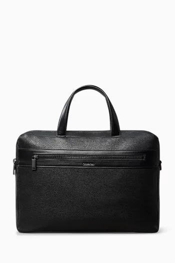 Textured Zip Commuter Bag in Faux Leather