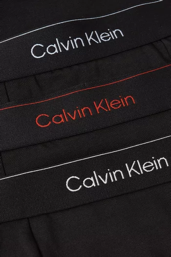 طقم سروال داخلي بقصة فضفاضة بشعار الماركة قطن مطاطي، 3 قطع