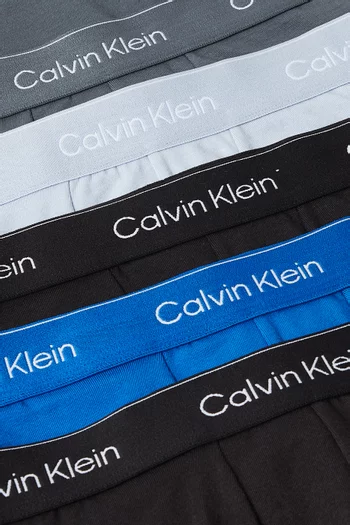 طقم بوكسر بخصر منخفض بشعار الماركة قطن مطاطي، 5 قطع