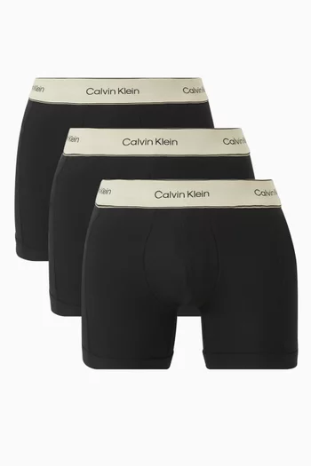 طقم بوكسر قطن مطاطي كلاسيكي، 3 قطع