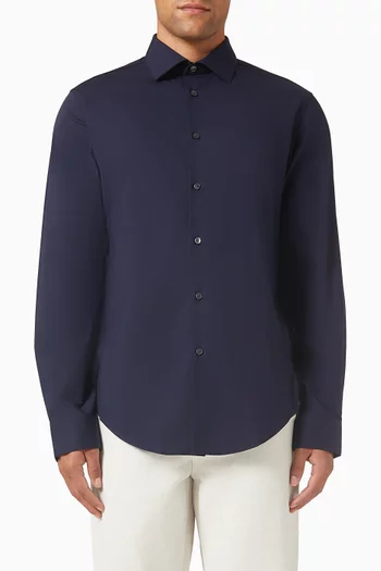 Long-sleeve Shirt in Stretch-poplin