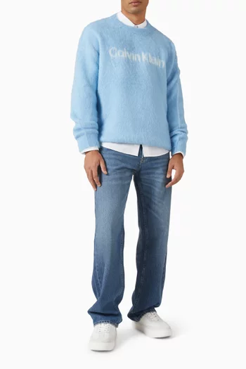 سترة بشعار الماركة مزيج صوف ألباكا ناعم