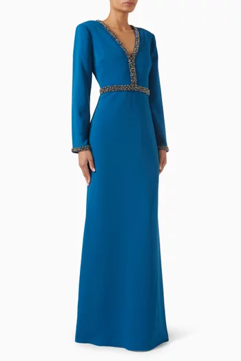 فستان سهرة مطرز بالخرز