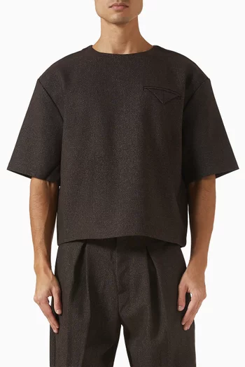 Leon Boxy Cropped Hatched T-shirt