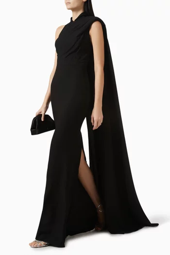 فستان بكتف مبطن وكاب كريب