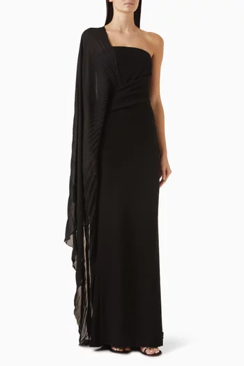 فستان بدرابيه غير متماثل كريب وستان