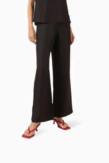 حذاء مفتوح بسيور بنمط ثونغ وكعب 40 مم جلد