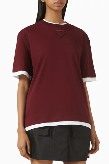Triangle Logo Layered T-shirt in Cotton-jersey