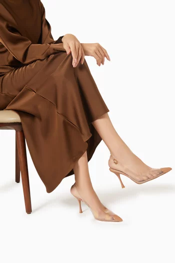 Diana 85 Slingback Pumps in Leather & Plexi
