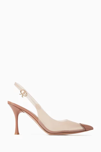 Diana 85 Slingback Pumps in Leather & Plexi