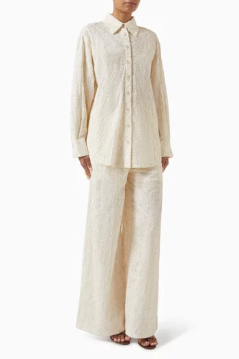 Giselle Embroidered Shirt & Pants Set in Cotton