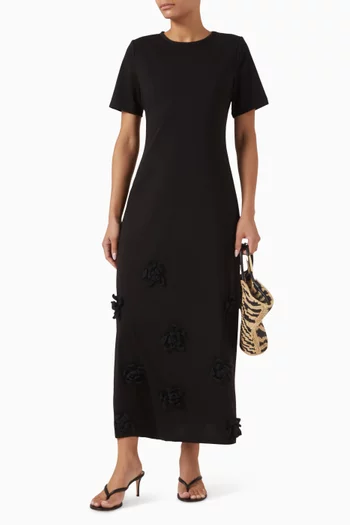 Azzurro Crochet Maxi Dress in Jersey