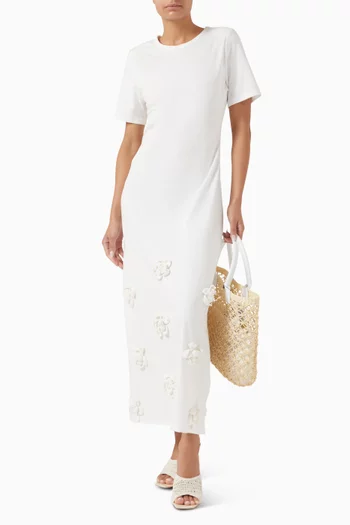 Azzurro Crochet Maxi Dress in Jersey