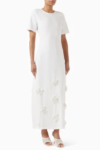 Azzurro Crochet Maxi Dress in Jersey