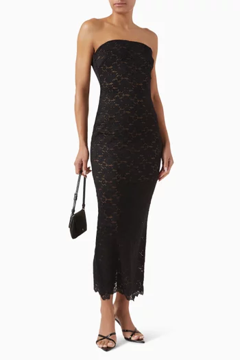 فستان كيرا متوسط الطول دانتيل مطاطي