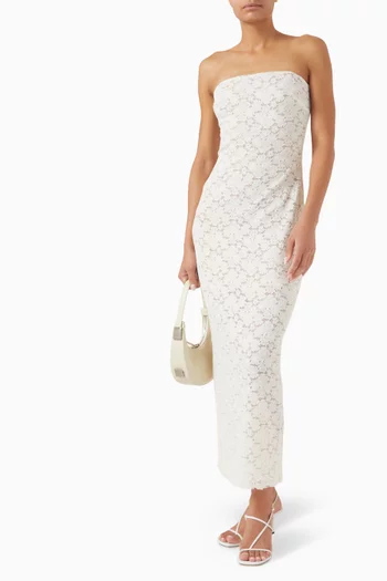 Kira Midi Dress in Stretch Lace
