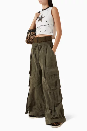 Double-waistband Pants in Cotton-blend