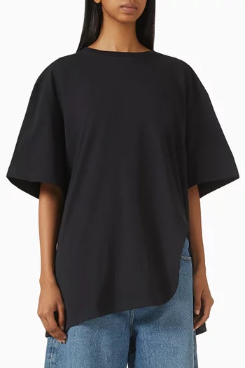 تي شيرت بحافة مقوسة قطن