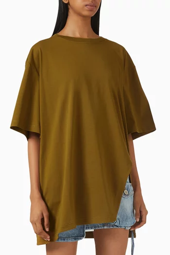 تي شيرت بحافة مقوسة قطن