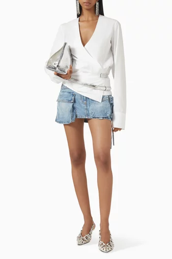 بلوزة بتصميم ملفوف قطن بوبلين