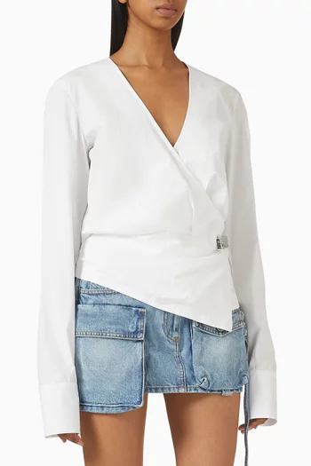 بلوزة بتصميم ملفوف قطن بوبلين