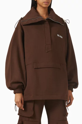 سويت شيرت بقصة واسعة بسحّاب صوف