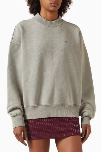 سويت شيرت مطرز بشعار الماركة قطن