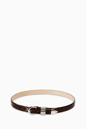 Hollyhock Belt in Embossed-Crocodile Calfskin