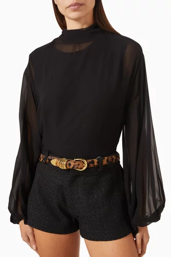 Hollyhock Belt in Leopard-printed Calf Hair