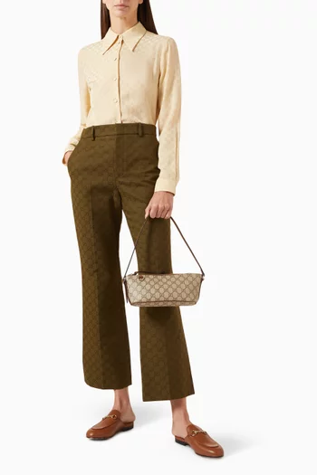 حقيبة كتف صغيرة قماش مغلف بنقشة شعار GG