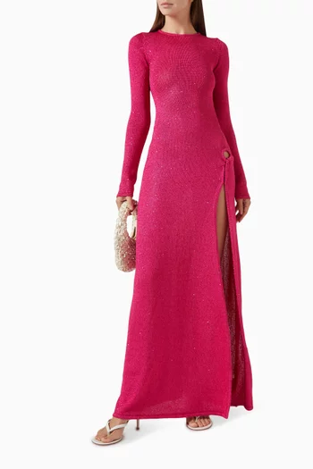 فستان بأكمام طويلة وعقدة ملفوفة