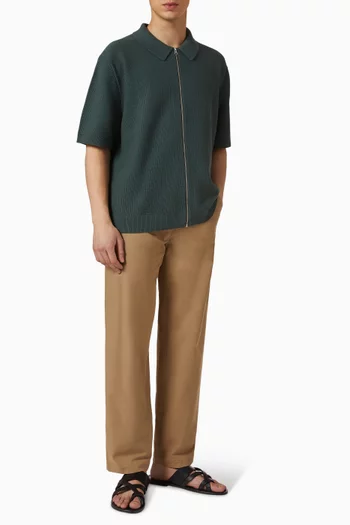 Zipped Shirt in Cotton Waffle-knit