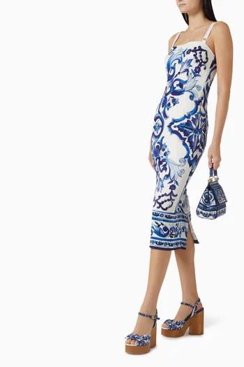 Majolica-print Midi Dress in Silk