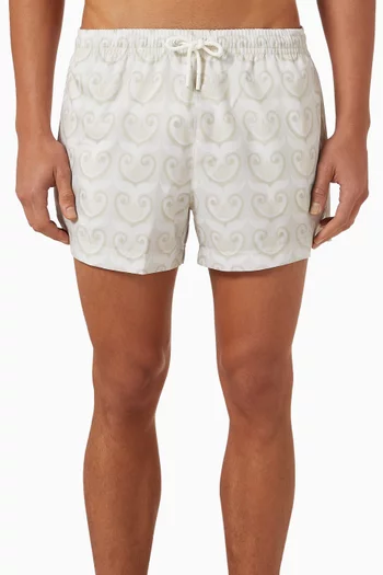 Painted Shell Print Swim Shorts