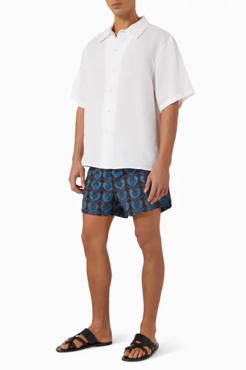 Painted Shell Print Swim Shorts