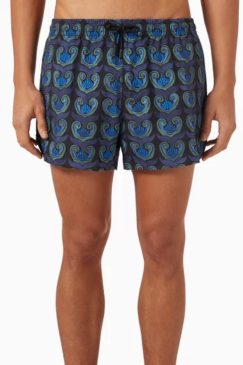 Painted Shell Print Swim Shorts