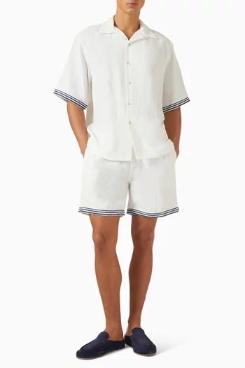 Rope Embroidery Shorts in Linen-blend