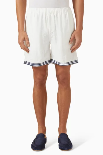Rope Embroidery Shorts in Linen-blend