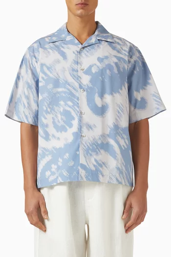 قميص بياقة بطية ونقشة بيزلي قطن فوال