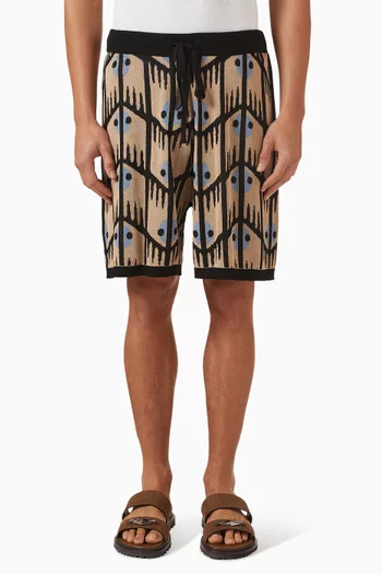 Geometric Jacquard Shorts in Knit