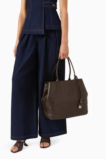 Medium Script Tote Bag in Leather