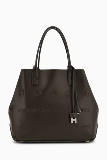 Medium Script Tote Bag in Leather