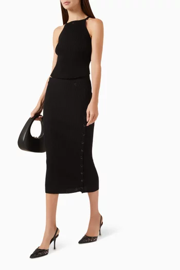 تنورة متوسطة الطول بتصميم مضلع بشعار الماركة