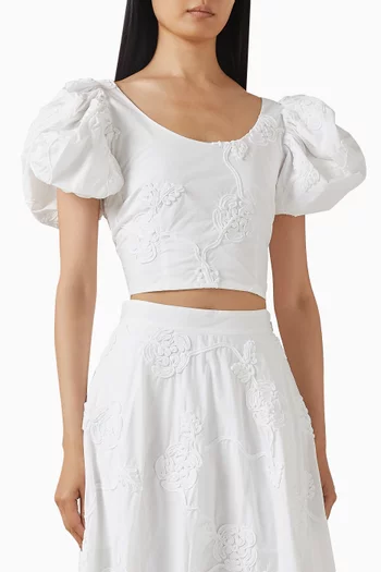 Puff-sleeve Crop Top in Organic Cotton