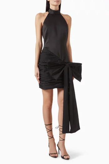 Bow Mini Dress in Satin